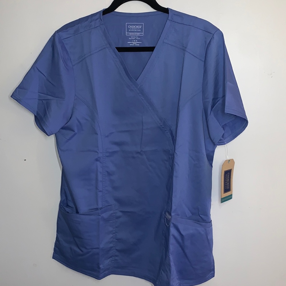 Cherokee scrub tops, blue, new w/ tags
